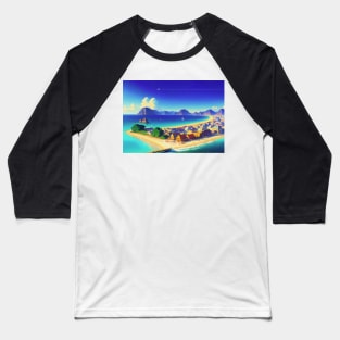 Japan, Okinawa, anime city on the bay — City Pop art, anime landscape poster Baseball T-Shirt